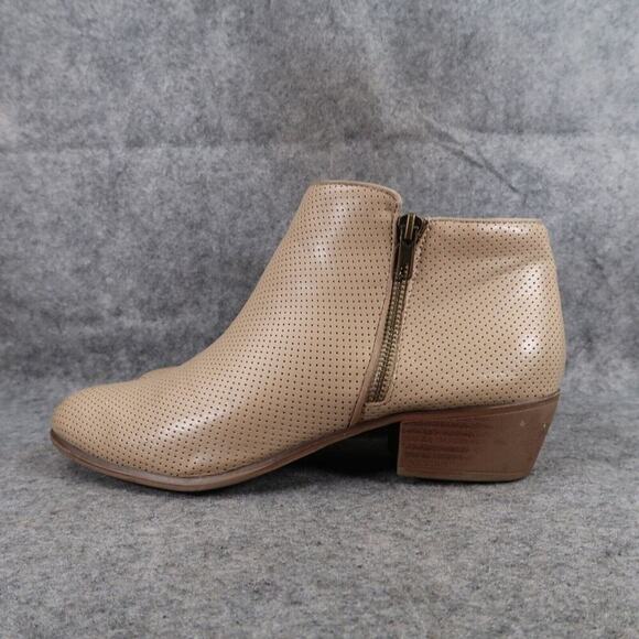 Espirit Shoes Womens 9 Booties Fashion Block Heel Perforated Double Zip Tara Tan - Picture 5 of 15